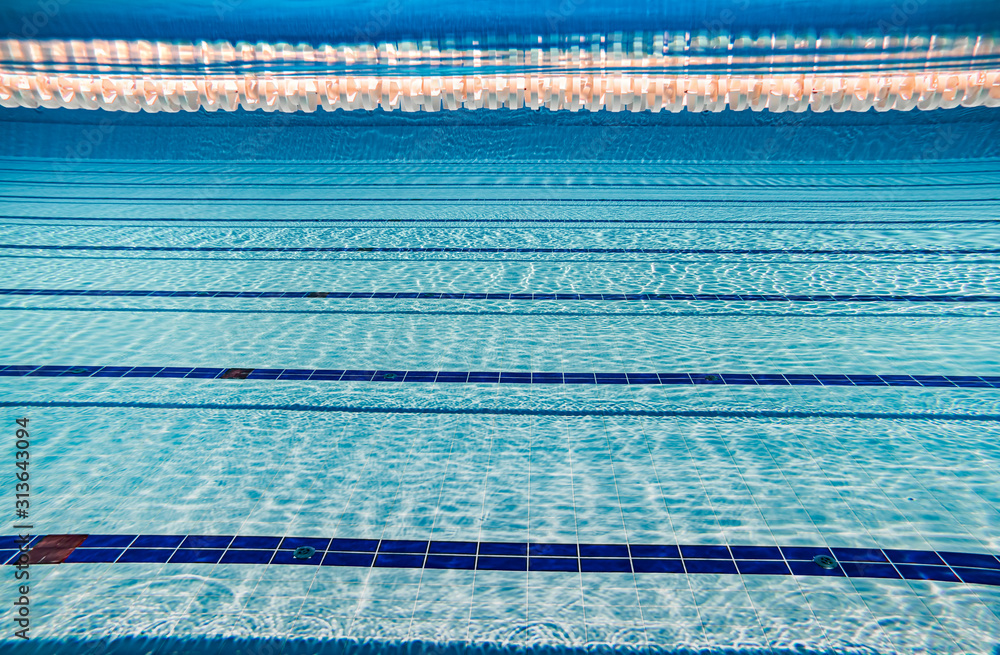 Olympic Swimming pool under water background. - obrazy, fototapety, plakaty 