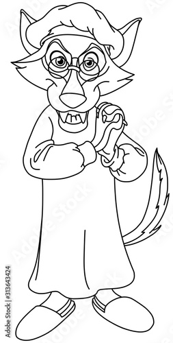 outlined little red riding hood wolf