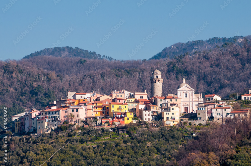 Panoramic view of Ortonovo, little town between Tuscany and Liguria