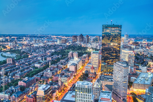 Aerial View of Boston at Dusk