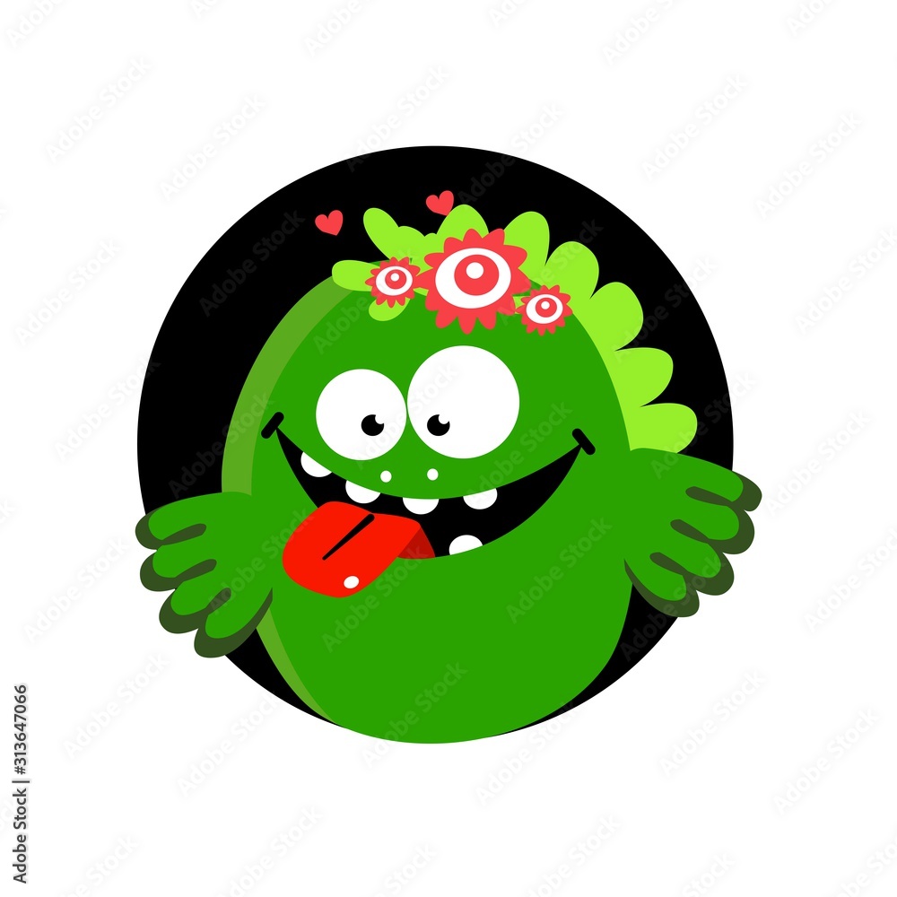 Fototapeta premium Cartoon green monster. tasty and hungry character
