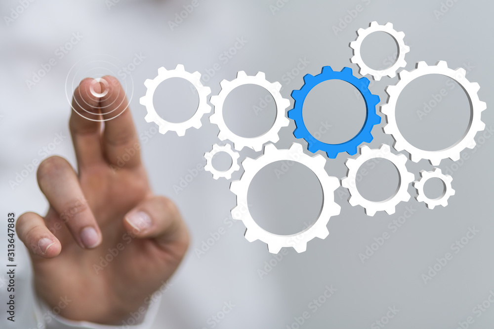 Business, Internet and technology concept. Business select gear icon on virtual screen. Business, Internet and technology concept. Business select gear icon on virtual screen.