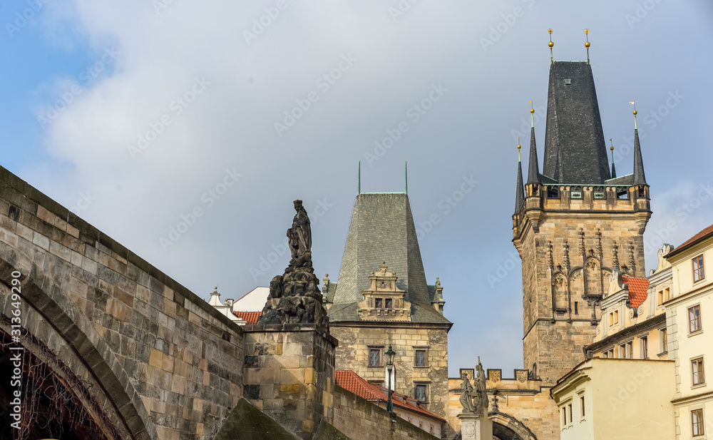 roofs of the old buildings in prague 
