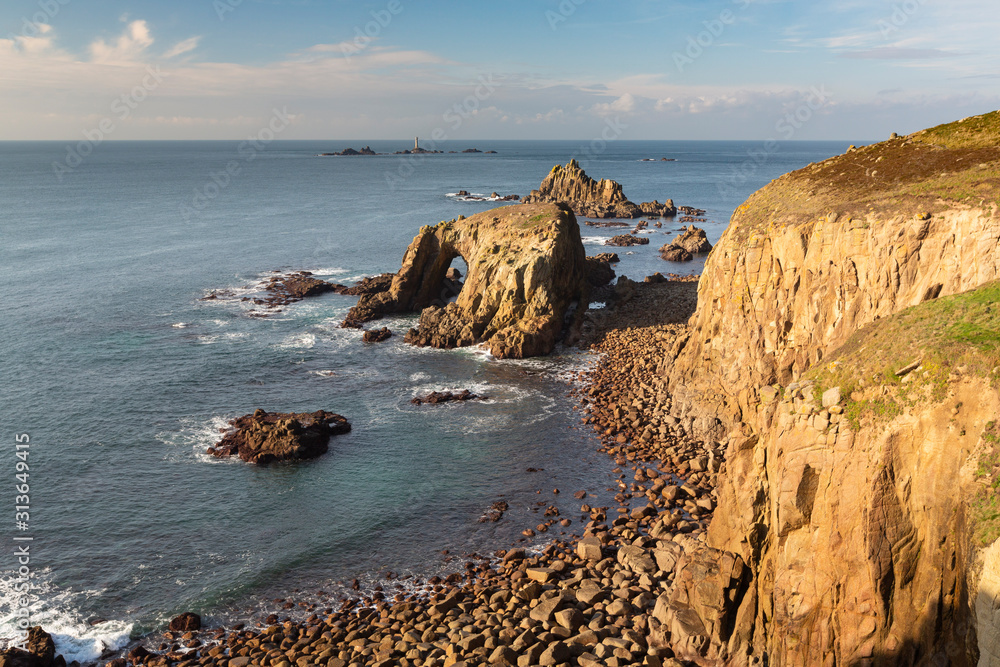 The Enys Dodnan Arch at Land's End, Cornwall