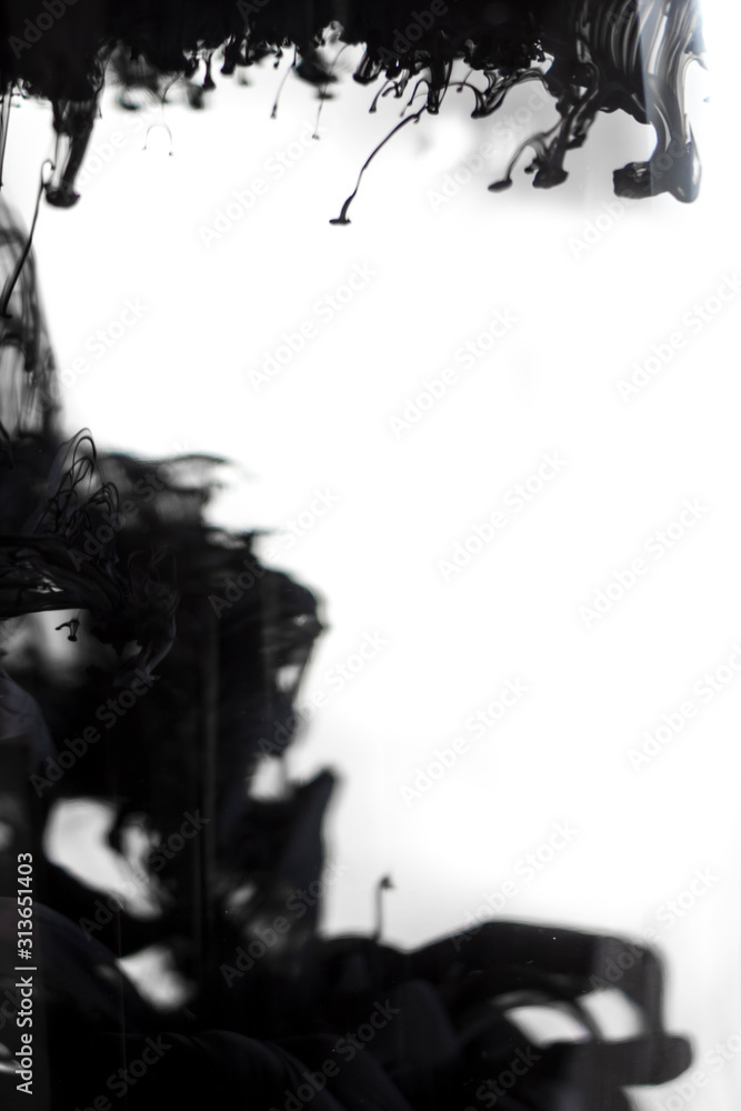 Black Smoke or black ink texture spread with white background Black Smoke or black ink texture spread with white background