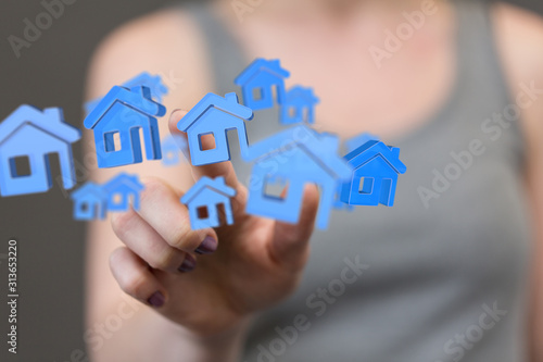 Wallpaper Mural  house in among houses for real estate  concept. Torontodigital.ca