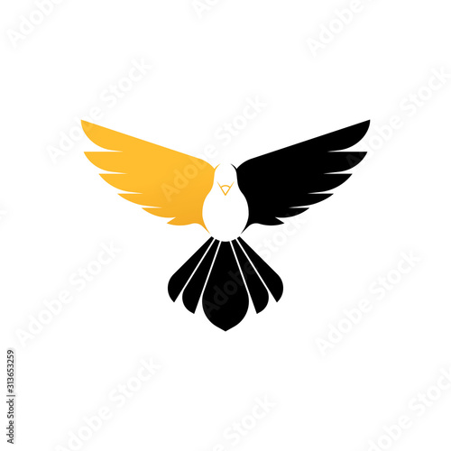 Dove logo icon Vector. Abstract Flying dove logo elegant silhouette design vector Line art style.