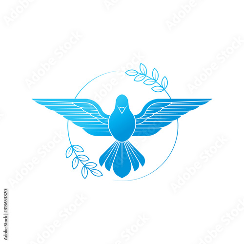 Dove Of Peace. Illustration of flying Dove holding an olive branch symbolizing peace on earth.