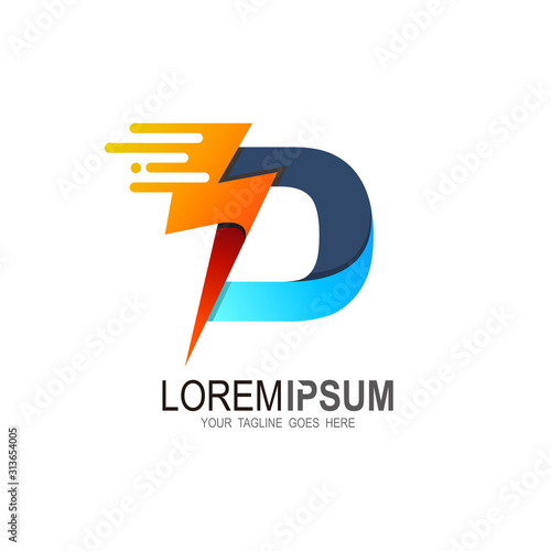 Free Download D logo and thunder design combination, volt icon - GFXLoad