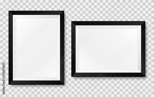 Realistic picture frame mockup. Vector Isolated on transparent background