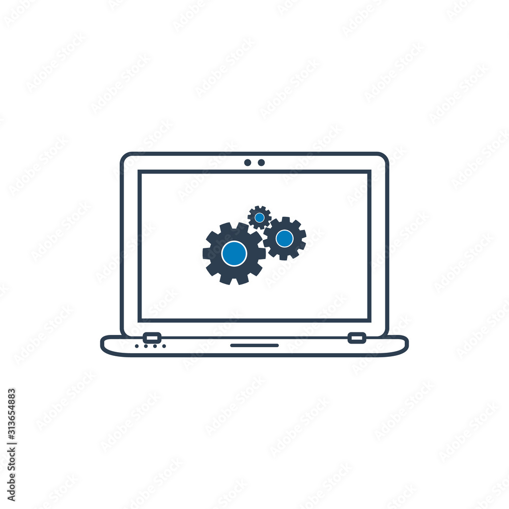 Computer settings line icon. Flat style vector EPS. Computer settings line icon. Flat style vector EPS.