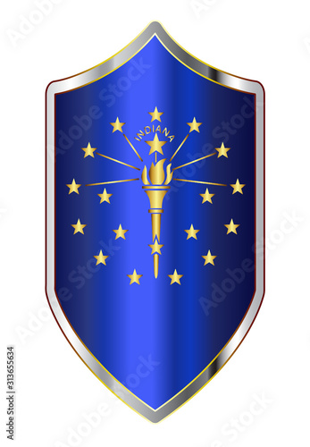 Indiana State Flag On A Crusader Style Shield