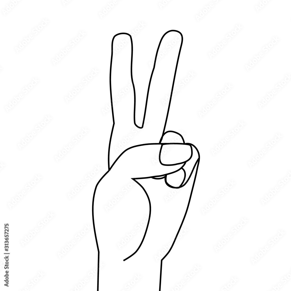 Hand with peace sign isolated on white background.Hold two fingers. Hand with peace sign isolated on white background.Hold two fingers.