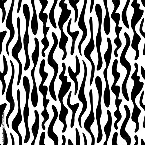 Vector geometric seamless pattern. Modern monochrome geometric background with spots of irregular foma. photo