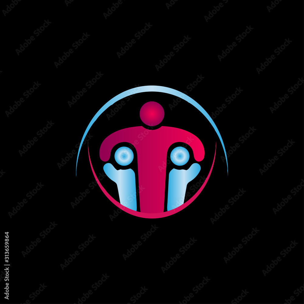 Child, father, Child care colorful logo design Child, father, Child care colorful logo design