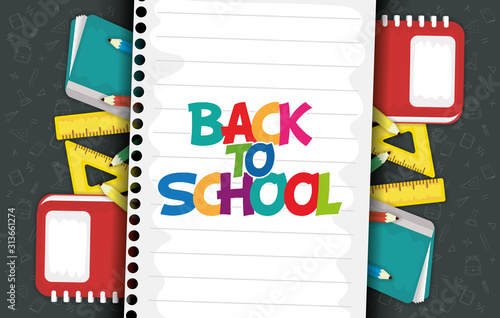 back to school card with set supplies