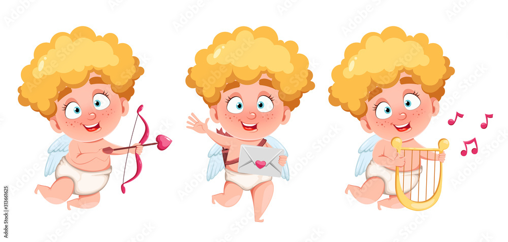 Happy Valentine's Day. Funny Cupid kid Happy Valentine's Day. Funny Cupid kid