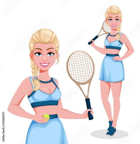 Beautiful woman tennis player in sportswear