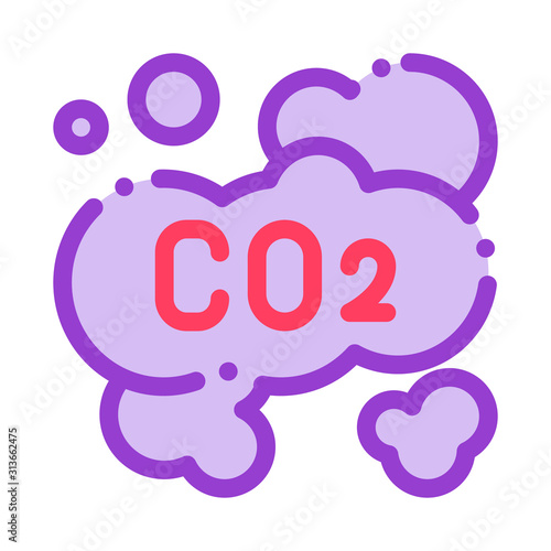 Co2 Smoulder Smoke Steam Air Vector Thin Line Icon. Carbonic Oxide Dirty Air Environmental Pollution Defilement Linear Pictogram. Atmospheric Impurity, Soil And Water Contour Illustration