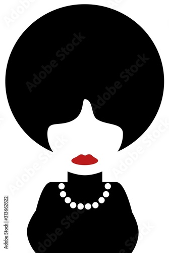 Woman wearing turtleneck top and necklace with bangs hairstyle
