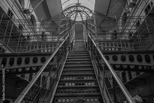Interior Staircase of the most famous jail in the city of Dublin, Ireland