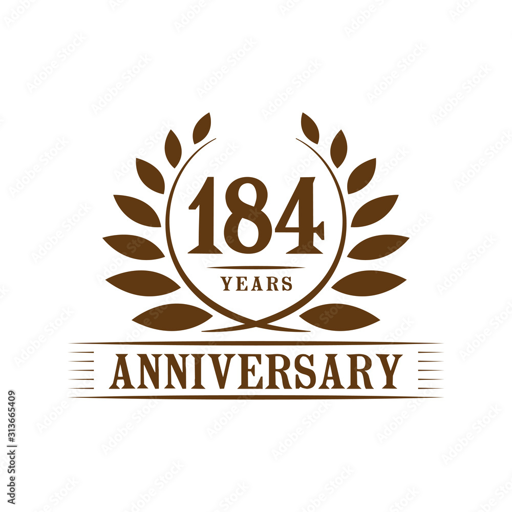 Fototapeta premium 184 years logo design template. One hundred eighty fourth anniversary vector and illustration.