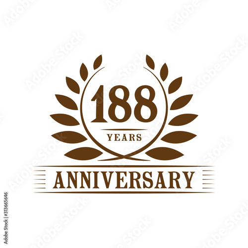 188 years logo design template. One hundred eighty eighth anniversary vector and illustration.