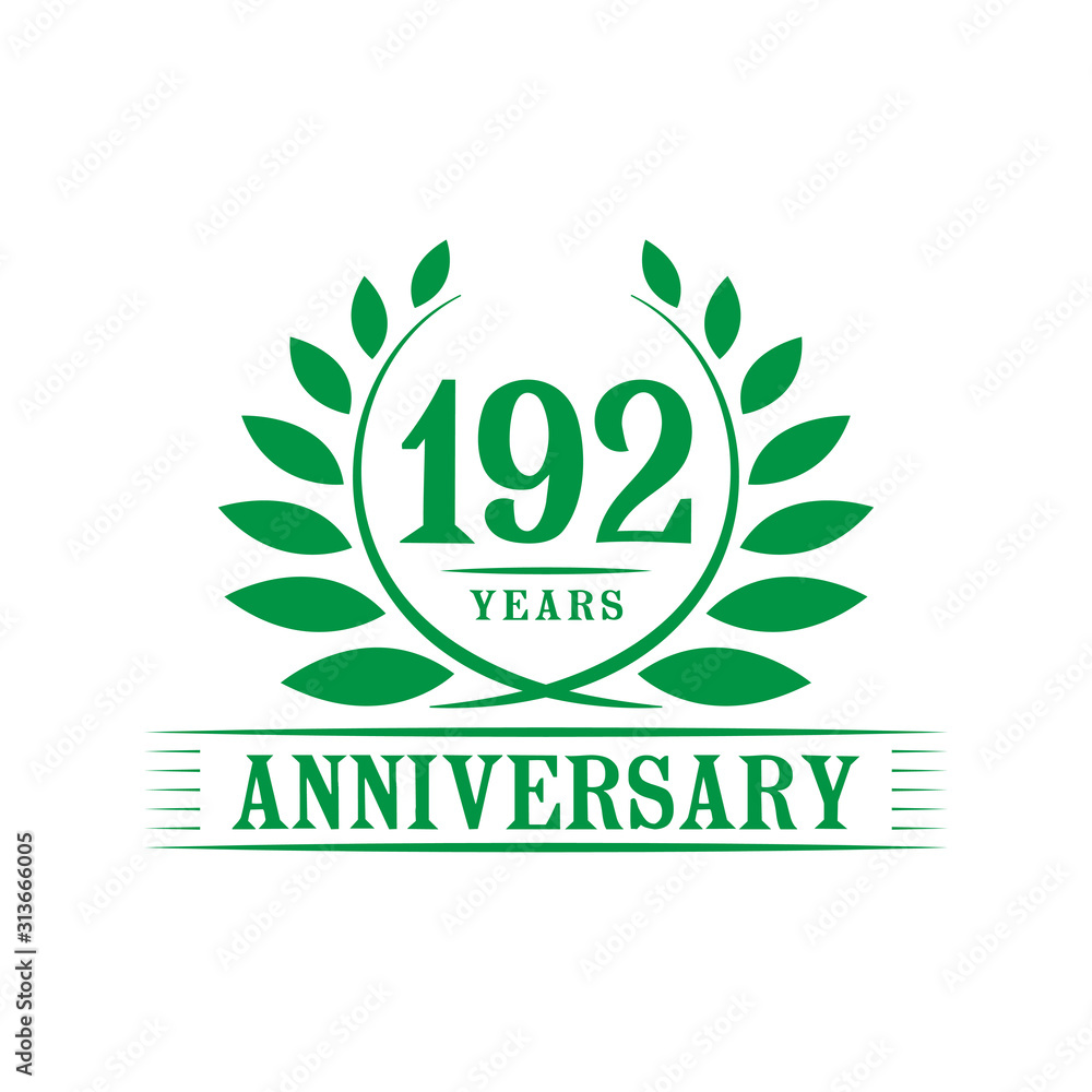 192 years logo design template. One hundred ninety second anniversary vector and illustration.