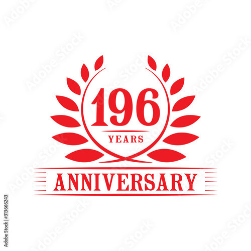 196 years logo design template. One hundred ninety sixth anniversary vector and illustration.