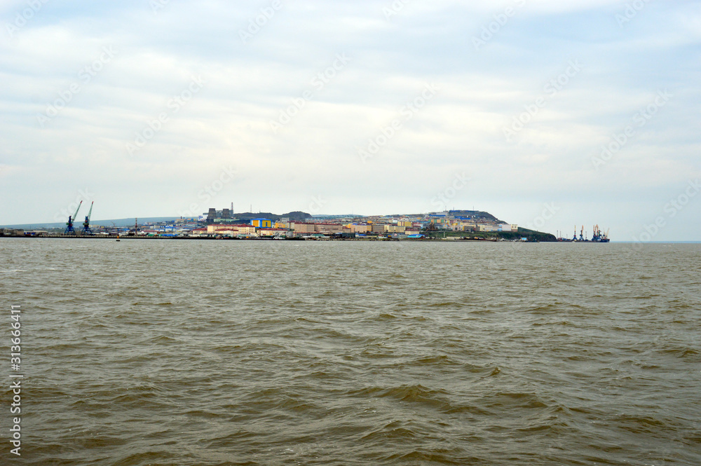 View of the city of Anadyr from the Anadyr estuary