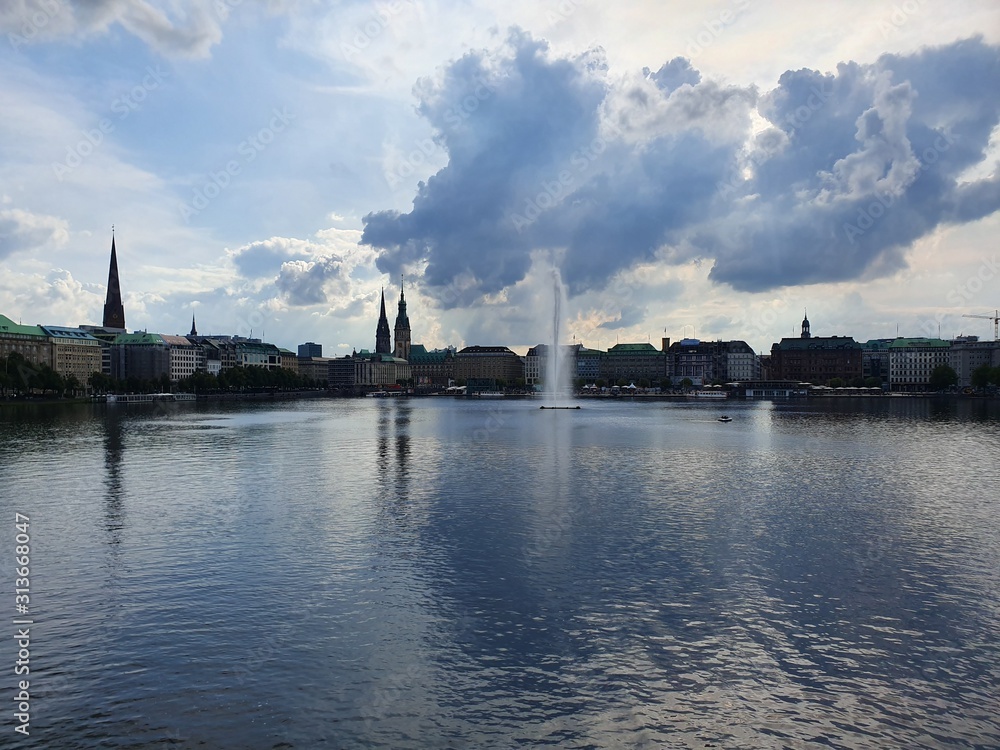 Fototapeta premium clouds sky lake skyline blue