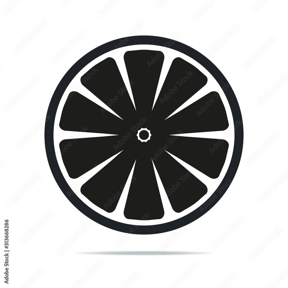 Slice of lemon icon vector illustration on white background Slice of lemon icon vector illustration on white background