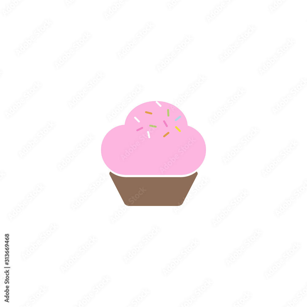 Cupcake shop logo template. Pink creamy glossy cake illustration. Cupcake shop logo template. Pink creamy glossy cake illustration.