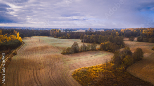 Mazury Masuria z lotu ptaka jesienią Polska 