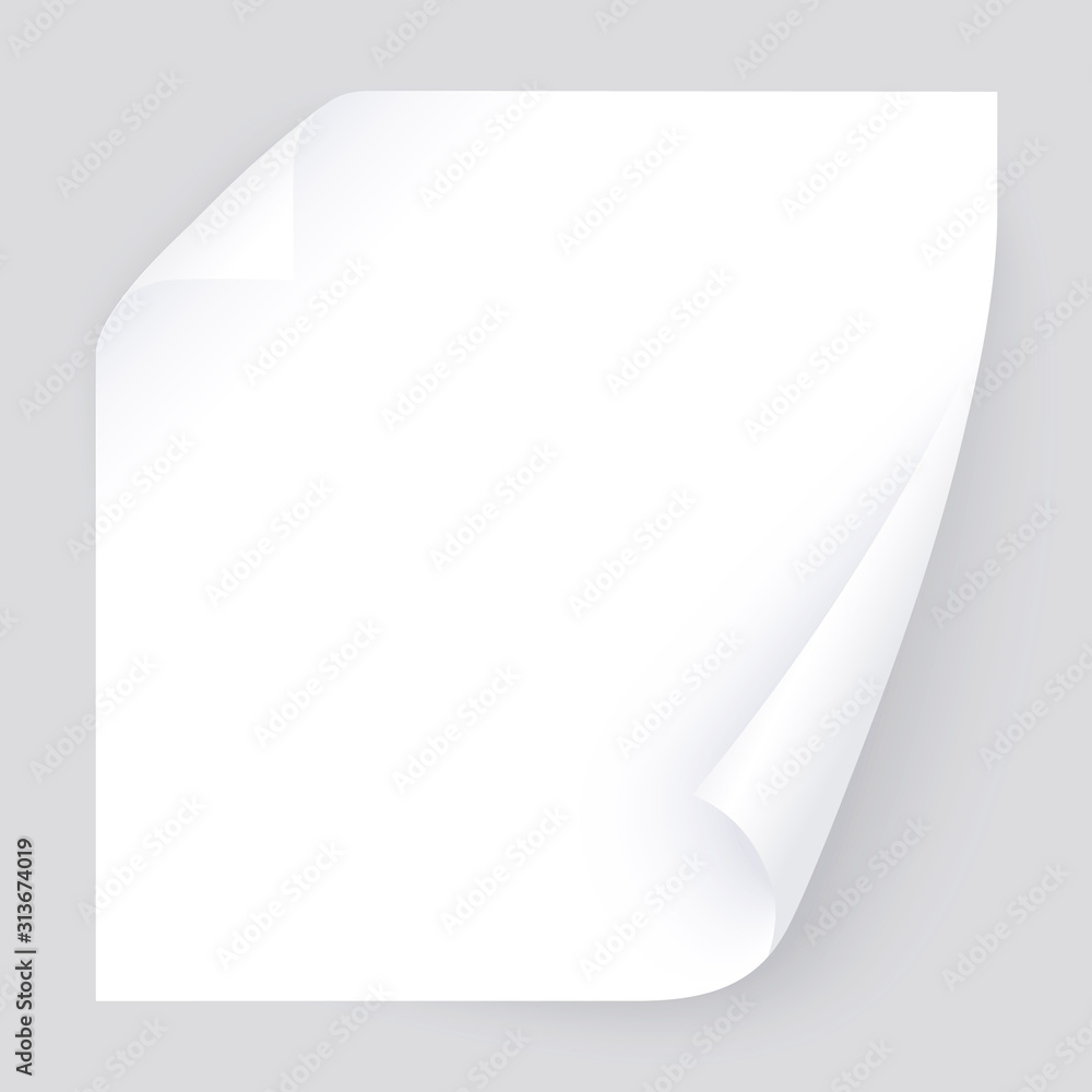 Two curled corner page with realistic shadow, empty paper template for banner, flyer. Vector post for notes, memory, remind. Bent realistic page isolated on transparent background. Two curled corner page with realistic shadow, empty paper template for banner, flyer. Vector post for notes, memory, remind. Bent realistic page isolated on transparent background.