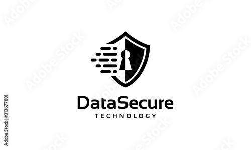 data secure shield safe security technology logo design template