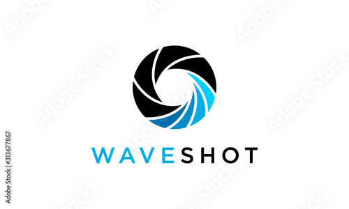 wave sea ocean shot camera lens photography logo design