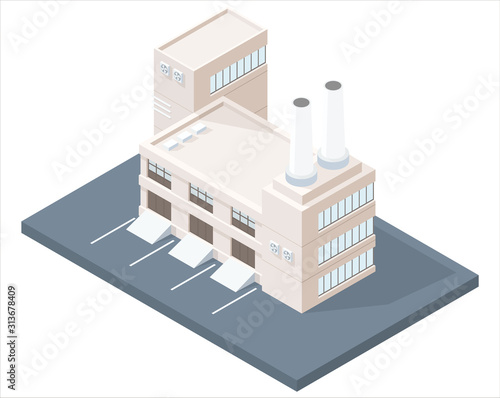 Stylish concept modern isometric vector Factory illustration.