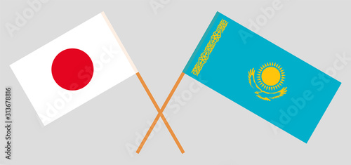 Crossed flags of Kazakhstan and Japan