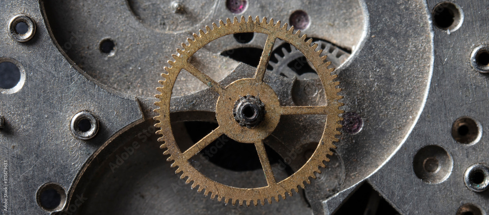 Obraz premium clockwork old mechanical watch, high resolution and detail