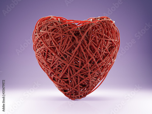 Tangled red string heart
