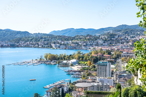 Panorama of Lake Lugano, Switzerland photo