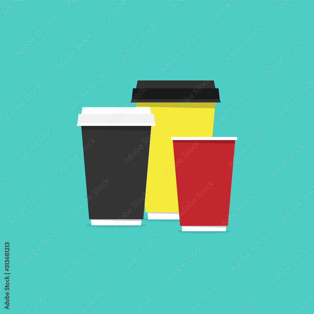 Paper cups for cold and hot drinks, as well as for vending machines. Vector illustration in a flat style Paper cups for cold and hot drinks, as well as for vending machines. Vector illustration in a flat style