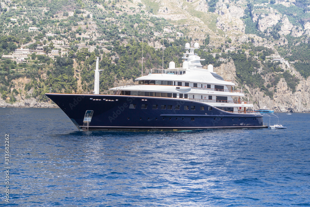 Luxury yacht on the Amalfi Coast near Positano, Italy Luxury yacht on the Amalfi Coast near Positano, Italy