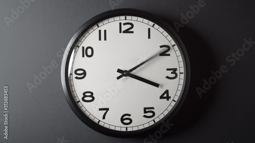 Clock Face Full Circle 12 hours on dark grey background
