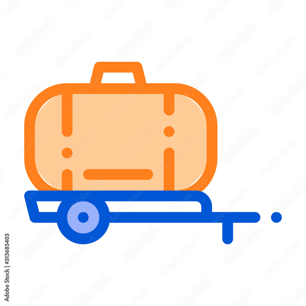 Uniaxial Trailer Vehicle Vector Thin Line Icon. Agricultural Transport Water Trailer Machinery Linear Pictogram. Industry Agronomy Delivery Machine Illustration Uniaxial Trailer Vehicle Vector Thin Line Icon. Agricultural Transport Water Trailer Machinery Linear Pictogram. Industry Agronomy Delivery Machine Illustration