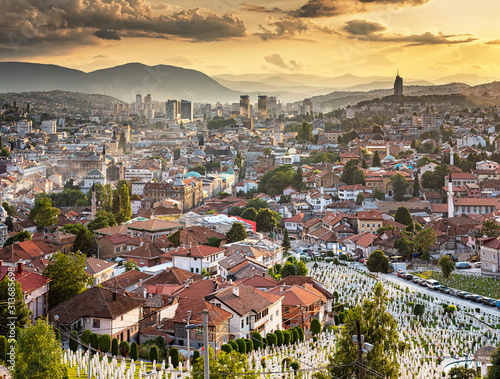 Sunset view of Sarajevo, Bosnia