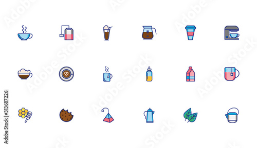 bundle of coffee set icons