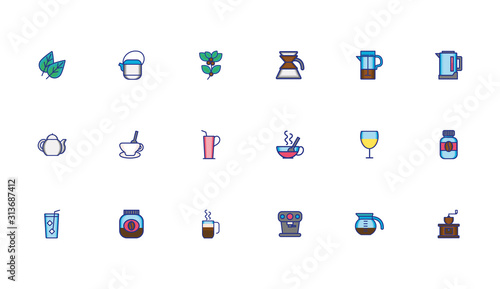 bundle of coffee set icons