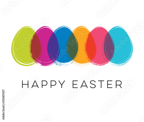 Simple vector happy easter card with colorful eggs